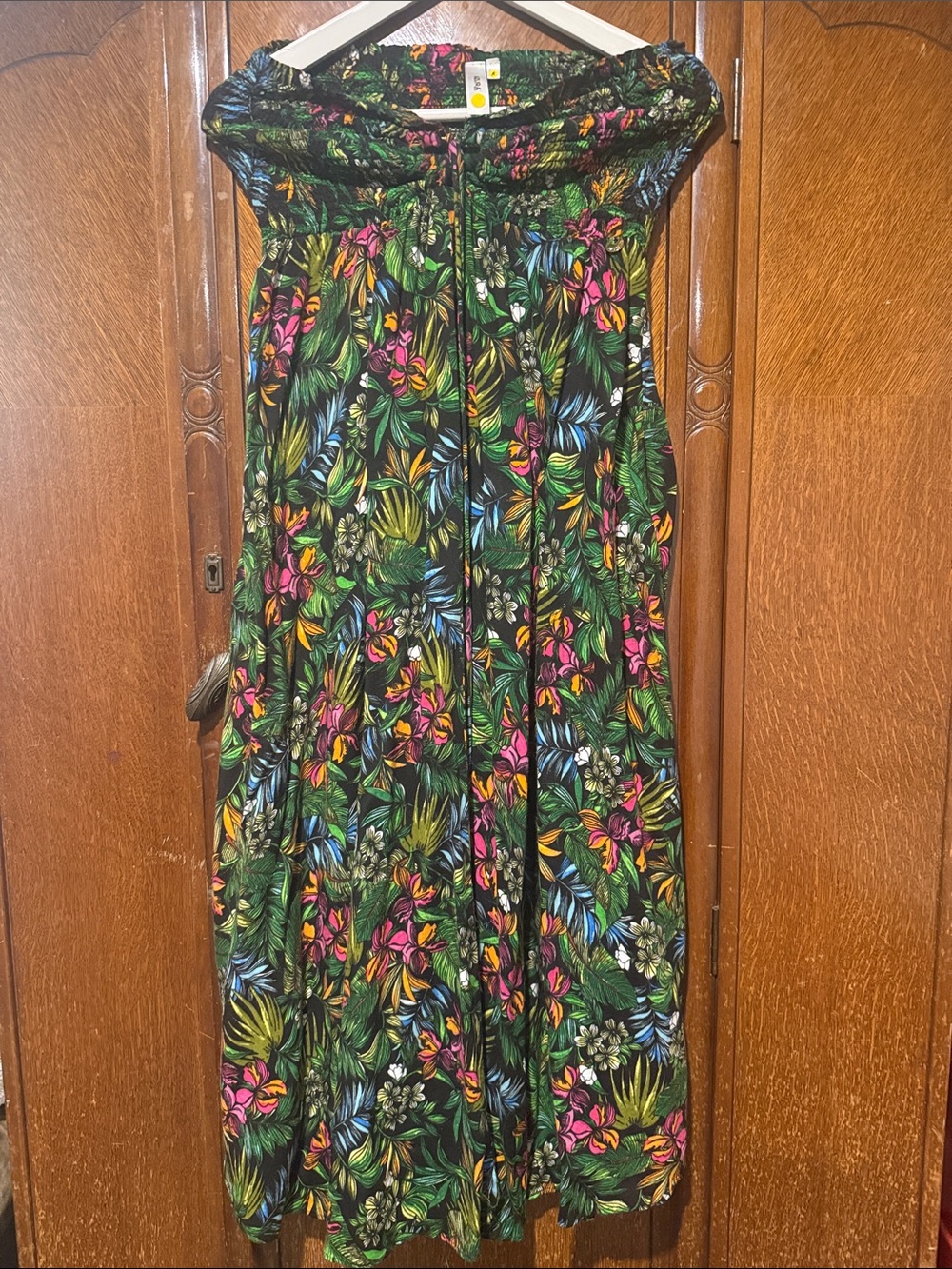 Girls Tropical Floral Black Smocked Sundress